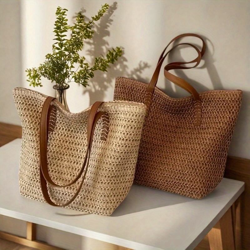 Crochet Bag Raffia - Borsa in tessuto da donna alla