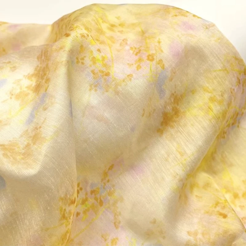 Kimono Sheer Floral - Tessuto ramiè di seta con stampa