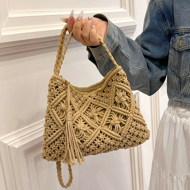 Crochet Bag Raffia - Borse a tracolla scavate in tessuto