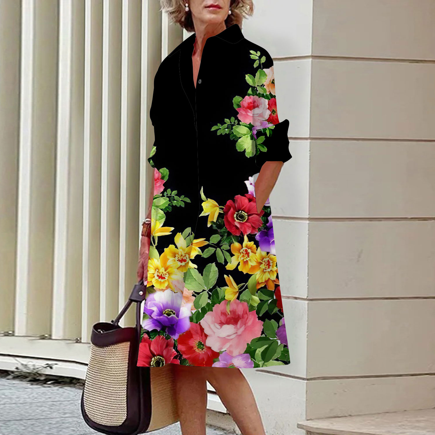 Midi Skirt Floral - Abito camicia con motivo floreale Abito