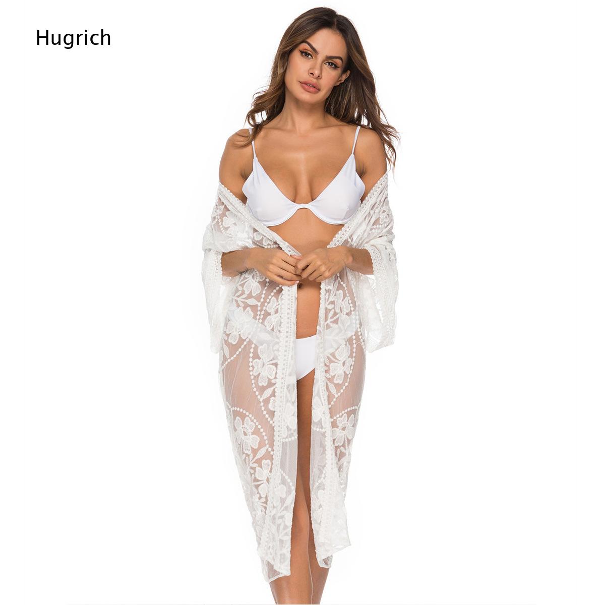 Kimono Sheer Floral - Kimono Lungo Bianco con Ricamo Floreale