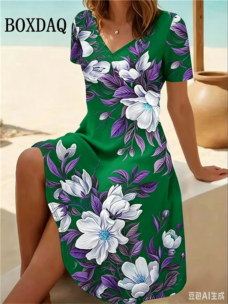 Romper Floral Print - Abiti da donna taglie forti 6XL,