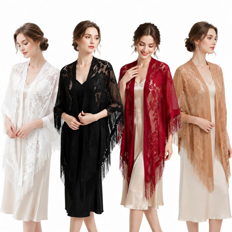 Kimono Sheer Floral - Sciarpa Floreale in Pizzo da Donna