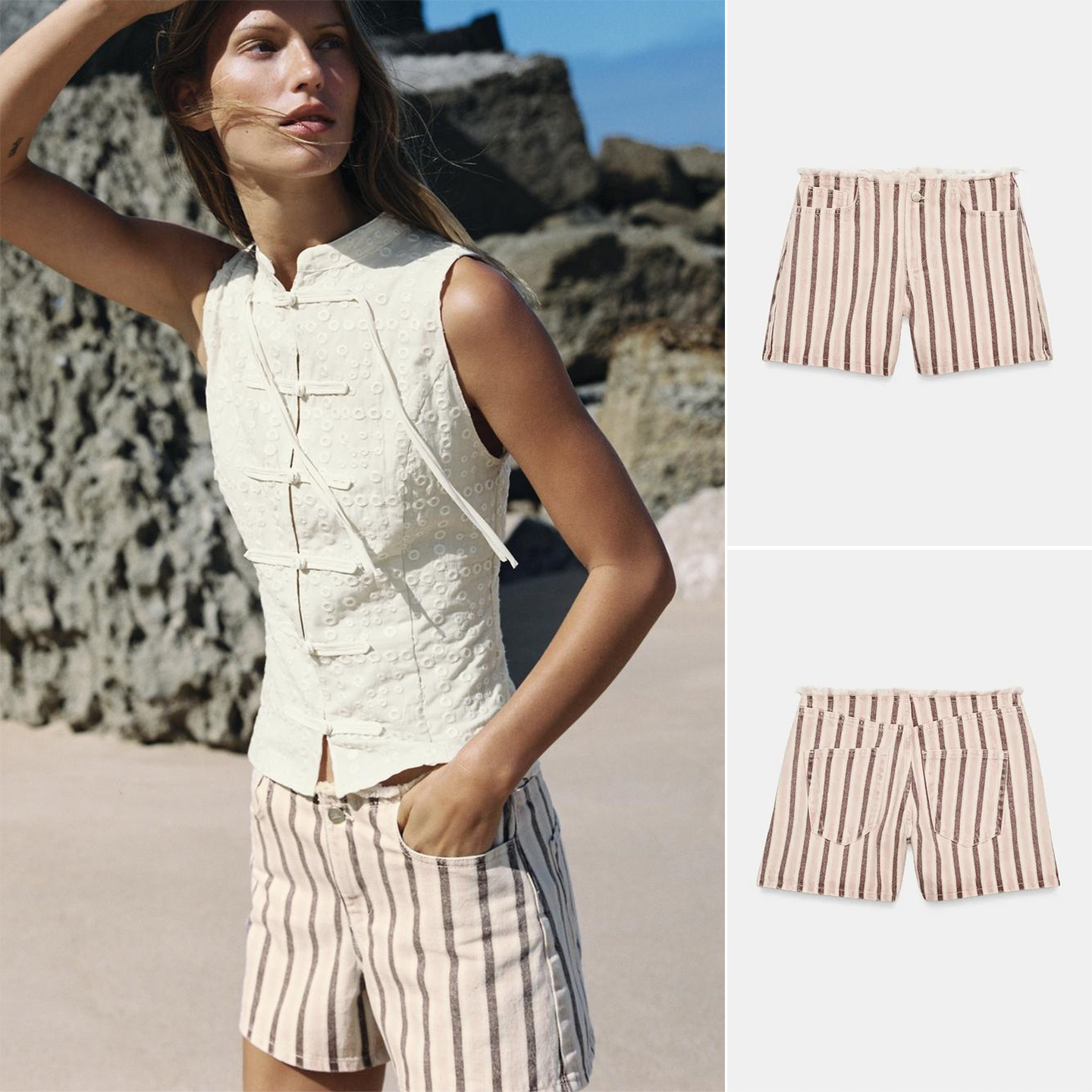 Shorts Denim Frayed - Shorts in denim a vita bassa