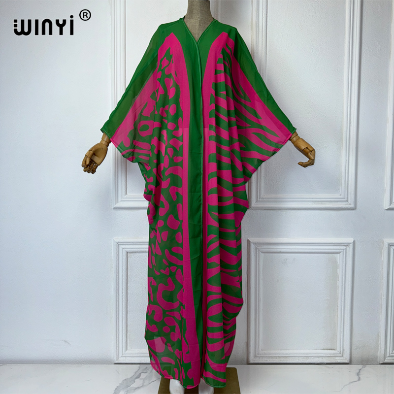 Cover Up Kaftan - WINYI Abiti Kimono con Stampa Africana