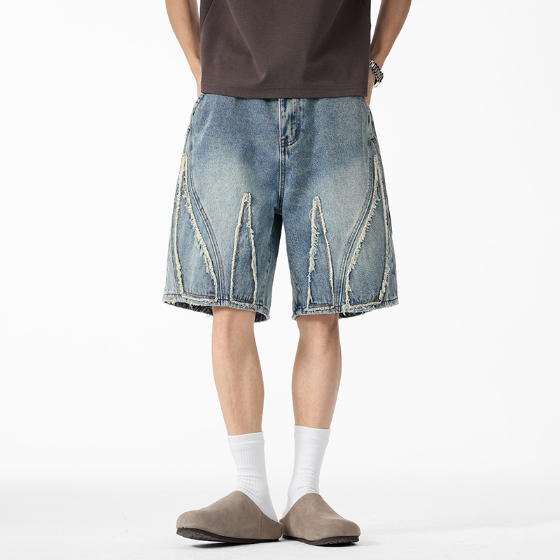 Shorts Denim Frayed - Jorts in denim larghi da uomo,