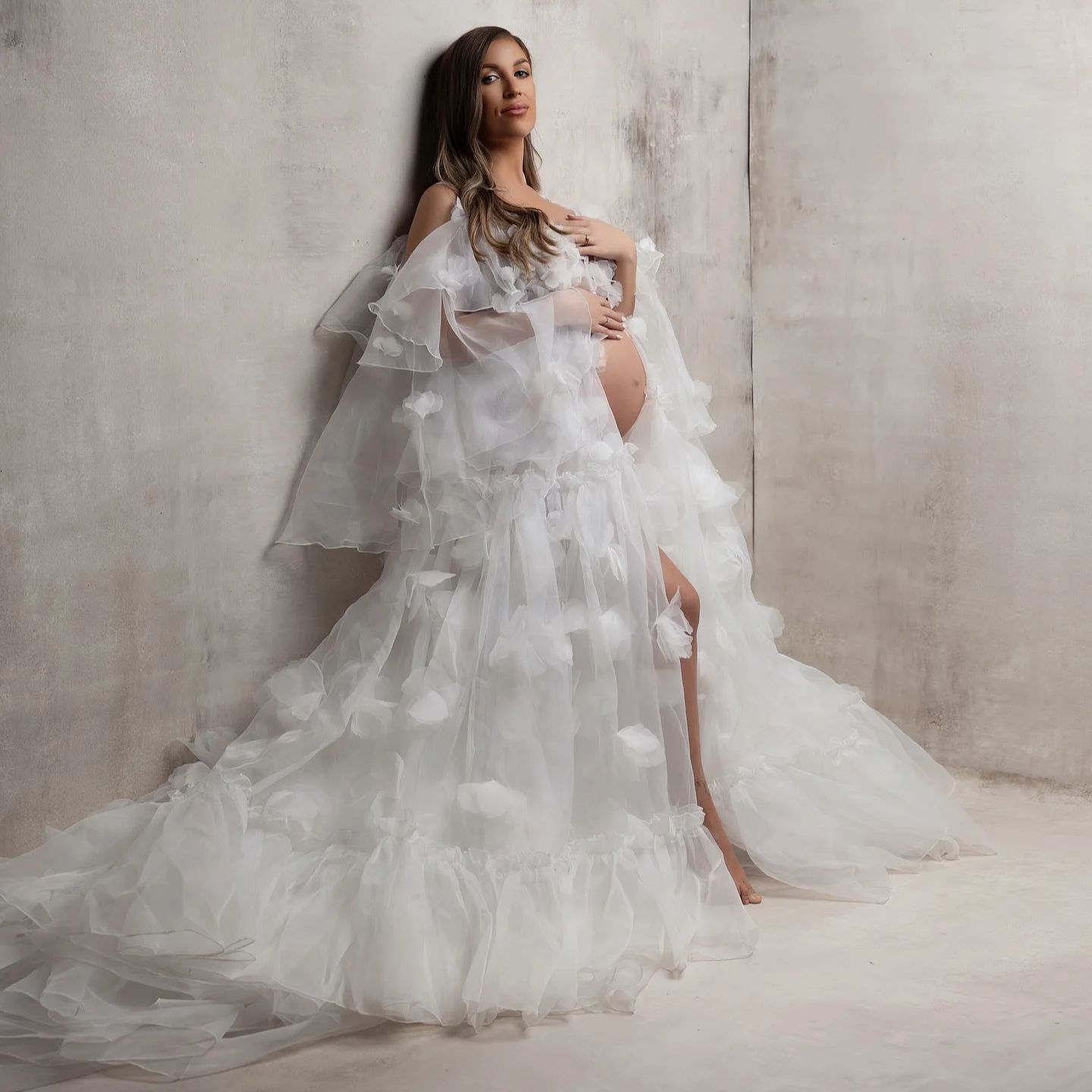Kimono Sheer Floral - Avvolgimento da sposa in tulle floreale