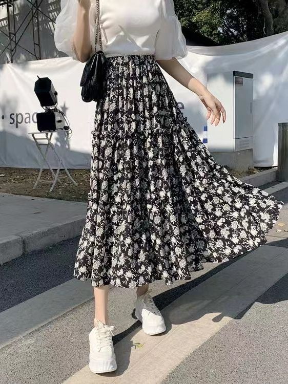 Midi Skirt Floral - Gonna midi a trapezio con stampa