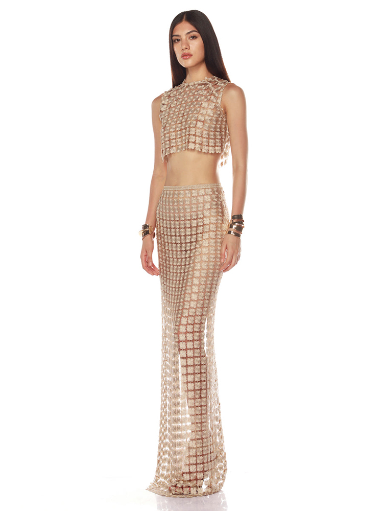 VC Elegante top corto beige se - Crop Top Crochet recensione e prezzo