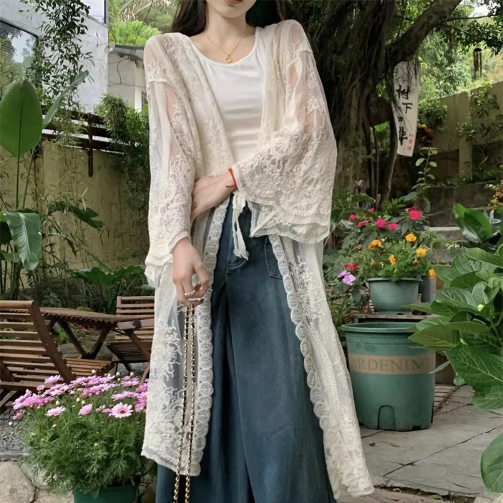 Kimono da Spiaggia Leggero con - Kimono Sheer Floral recensione e prezzo
