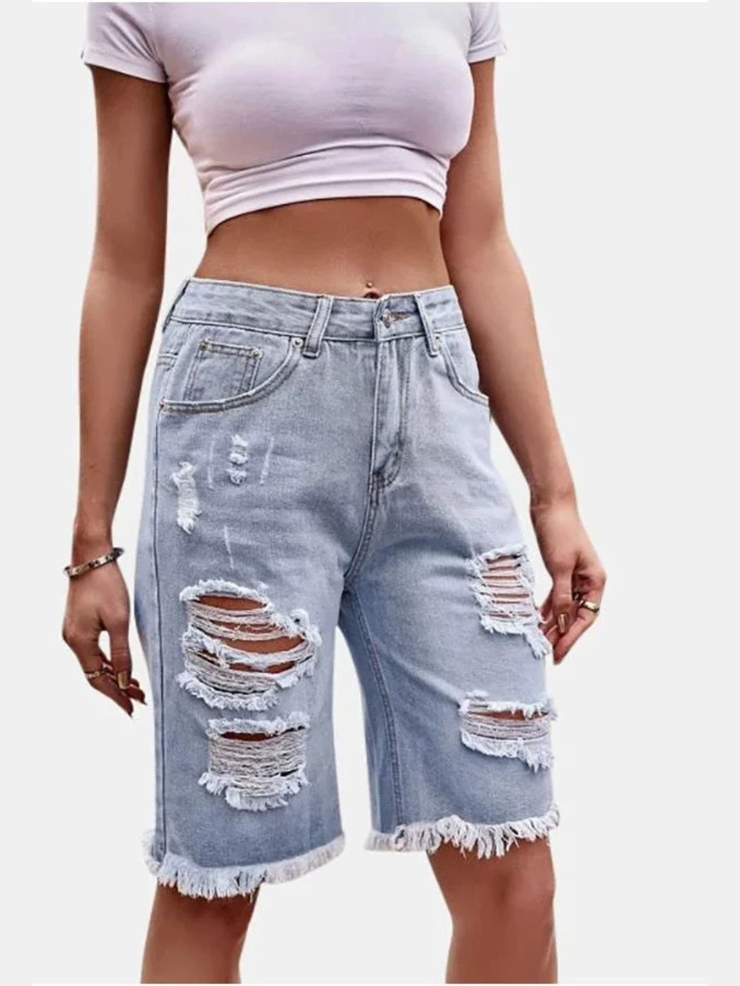 Jorts Bermuda da Donna in Deni - Shorts Denim Frayed recensione e prezzo