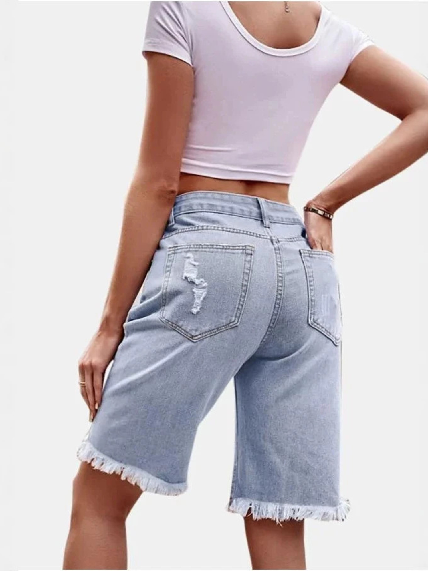 Jorts Bermuda da Donna in Deni - Shorts Denim Frayed recensione e prezzo