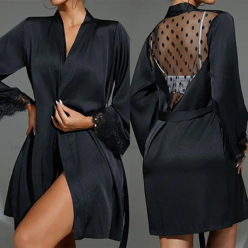 Kimono corto Nero Abito a rete - Kimono Sheer Floral recensione e prezzo