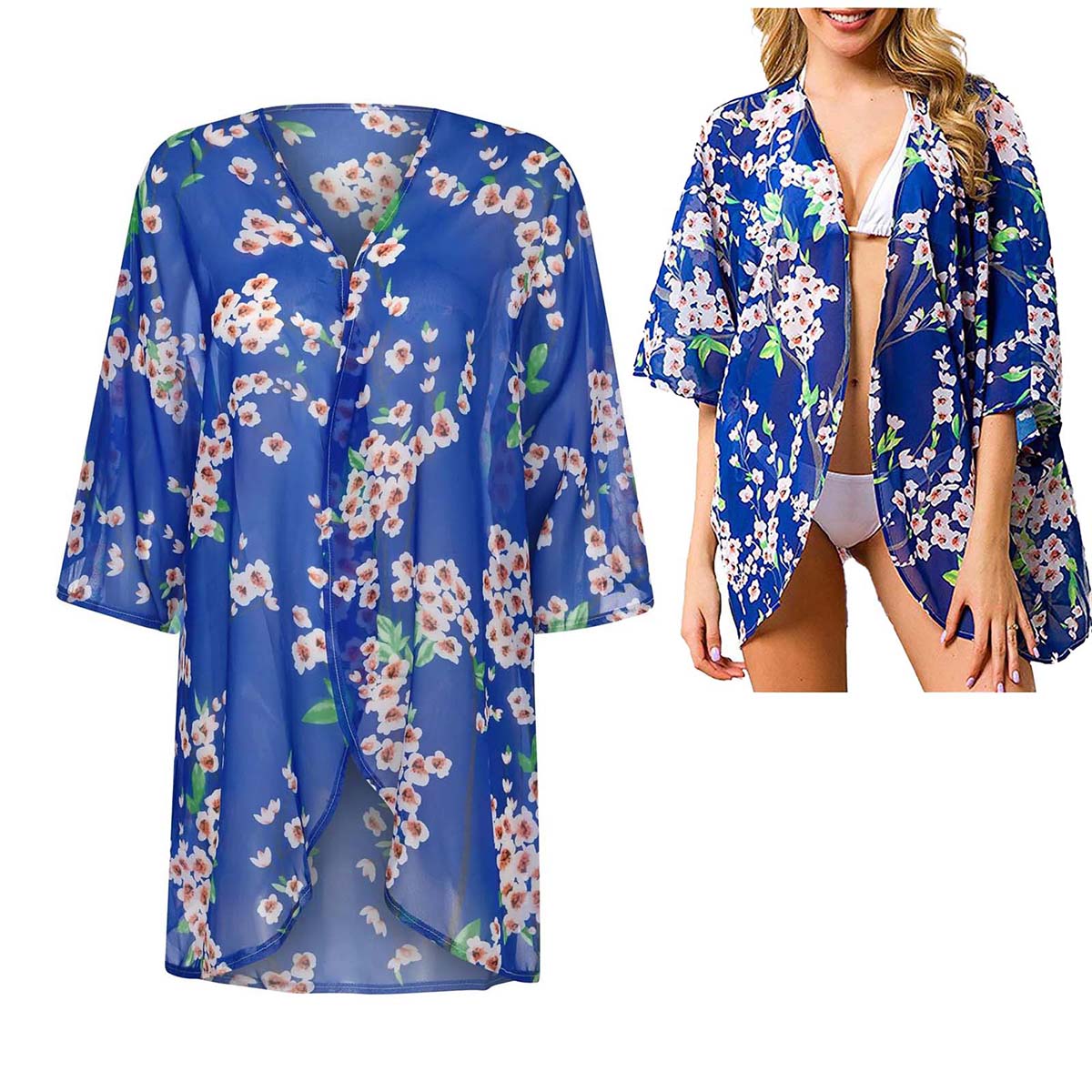 Cardigan kimono in chiffon tra - Kimono Sheer Floral recensione e prezzo