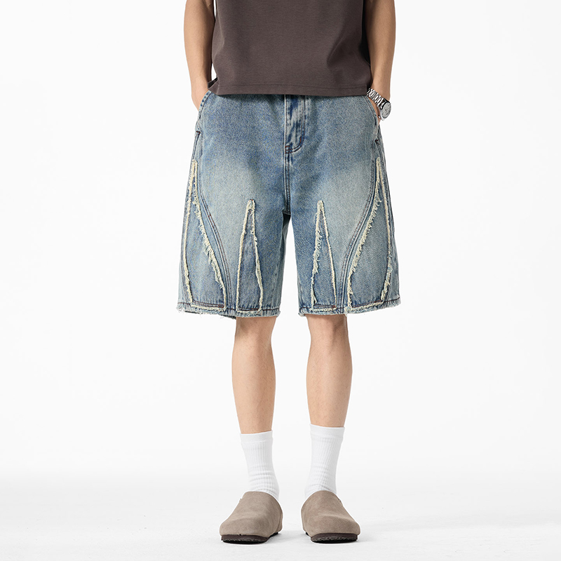 Jorts in denim larghi da uomo, - Shorts Denim Frayed recensione e prezzo