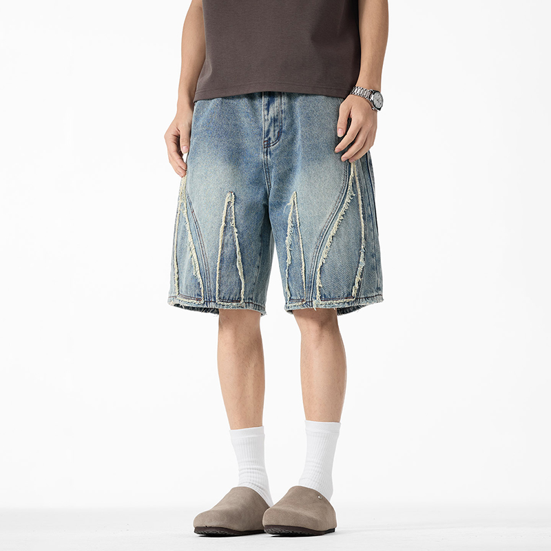 Jorts in denim larghi da uomo, - Shorts Denim Frayed recensione e prezzo