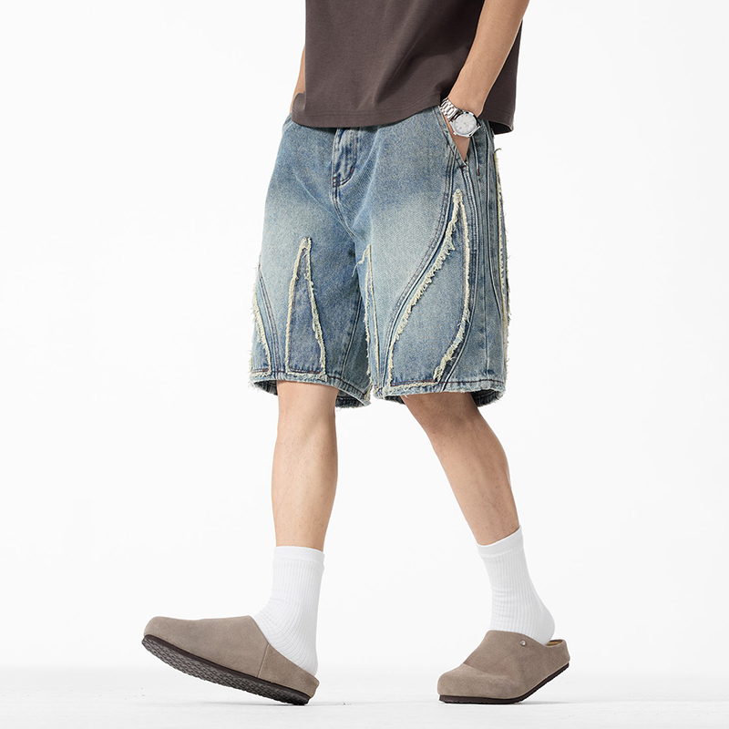 Jorts in denim larghi da uomo, - Shorts Denim Frayed recensione e prezzo